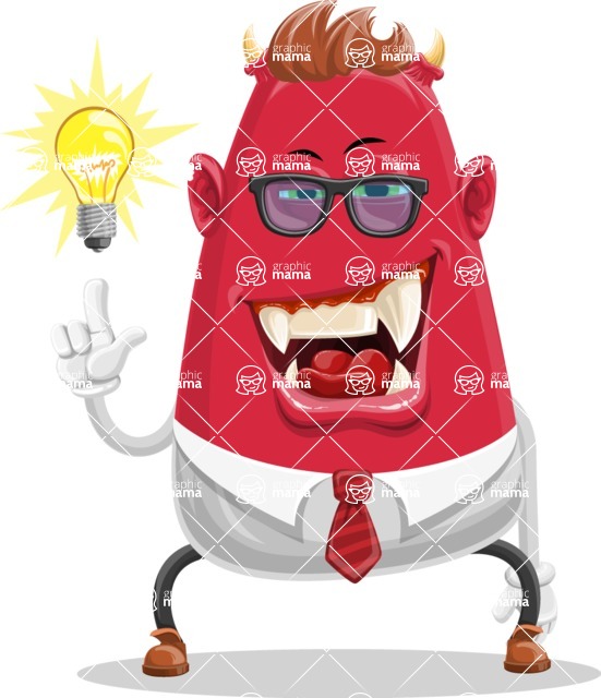 Business Monster Cartoon Character - Business Monster Cartoon Character with an Idea